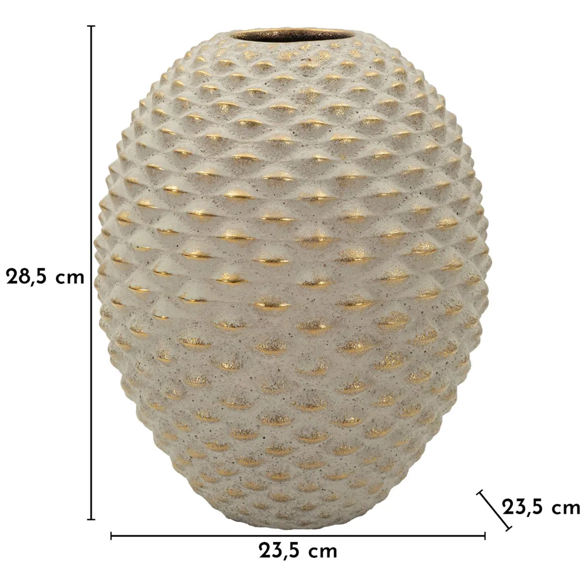 Vaso Beige oro Finitura Geometrica a Rilievo Colore Struttura oro, Diametro 7 cm - Faso