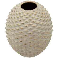 Vaso Beige oro Finitura Geometrica a Rilievo Colore Struttura oro, Diametro 7 cm - Faso