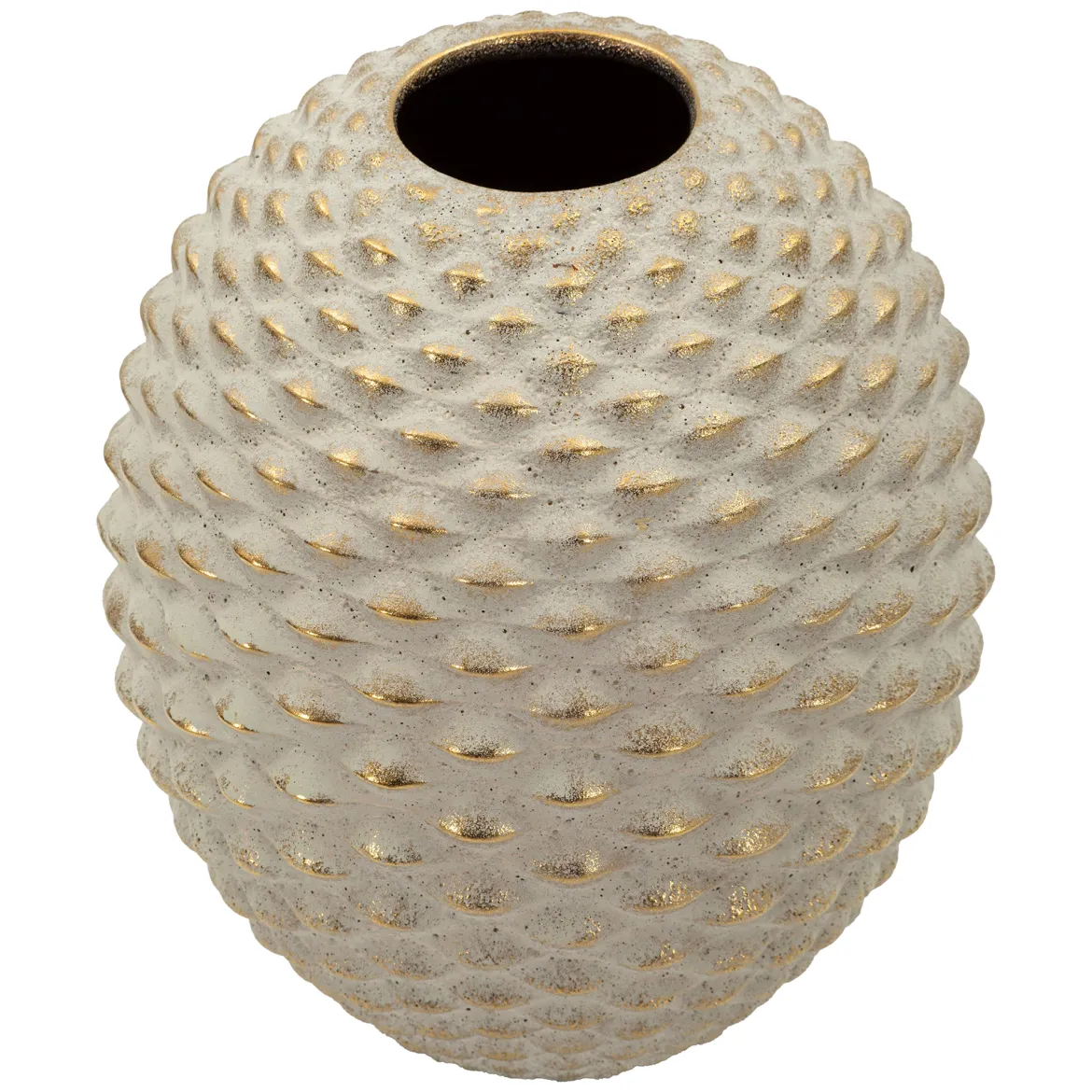 Vaso Beige oro Finitura Geometrica a Rilievo Colore Struttura oro, Diametro 7 cm - Faso