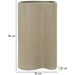 Vaso Beige Superficie Ondulata con Finitura Opaca, - Fase