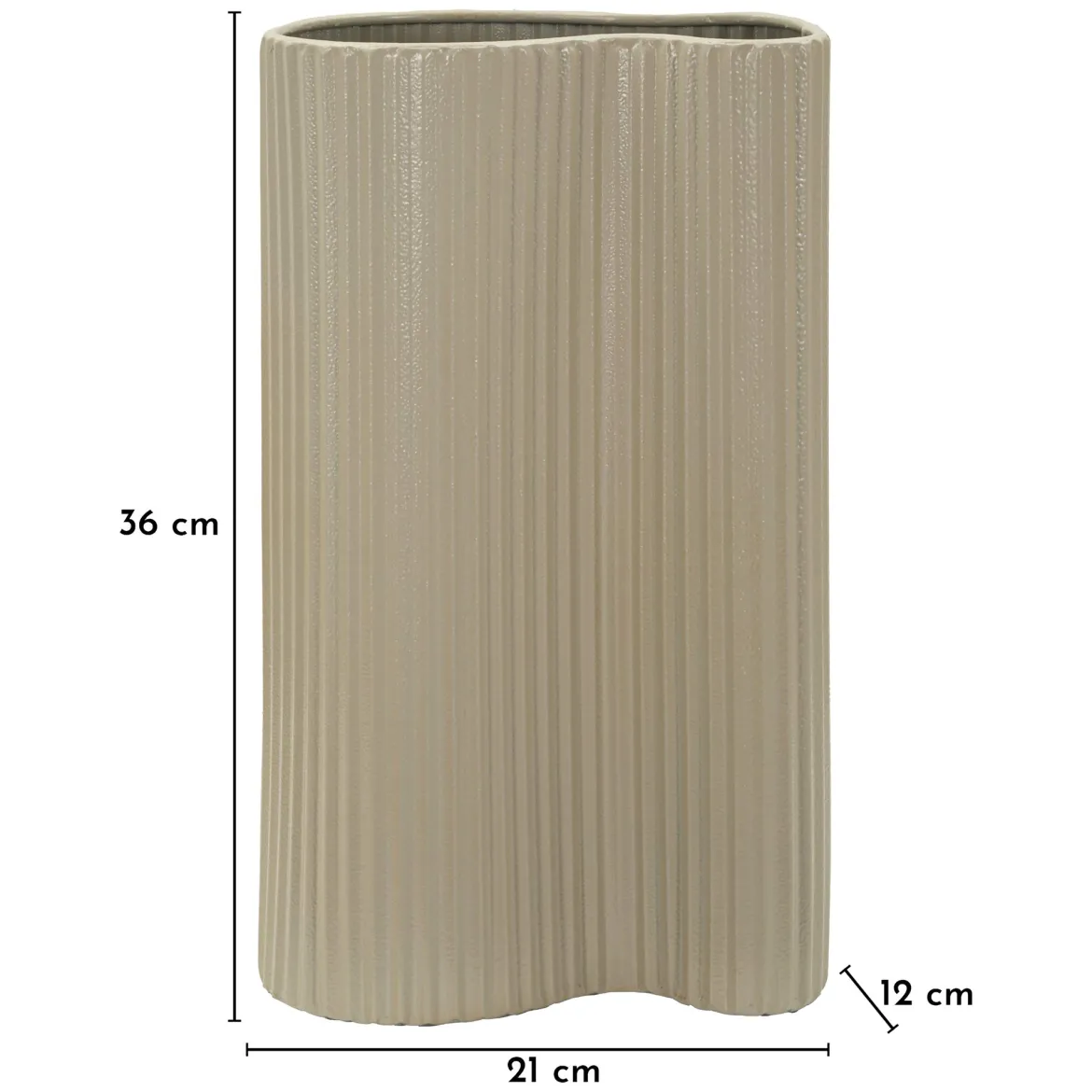 Vaso Beige Superficie Ondulata con Finitura Opaca, - Fase