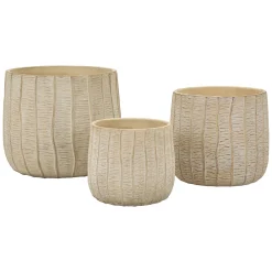 Vaso Beige Texture Verticale Effetto Legno Diametro Vaso Grande: 26.5, Vaso Medio: 20.5, Vaso Piccolo: 16.5 cm, - Bava