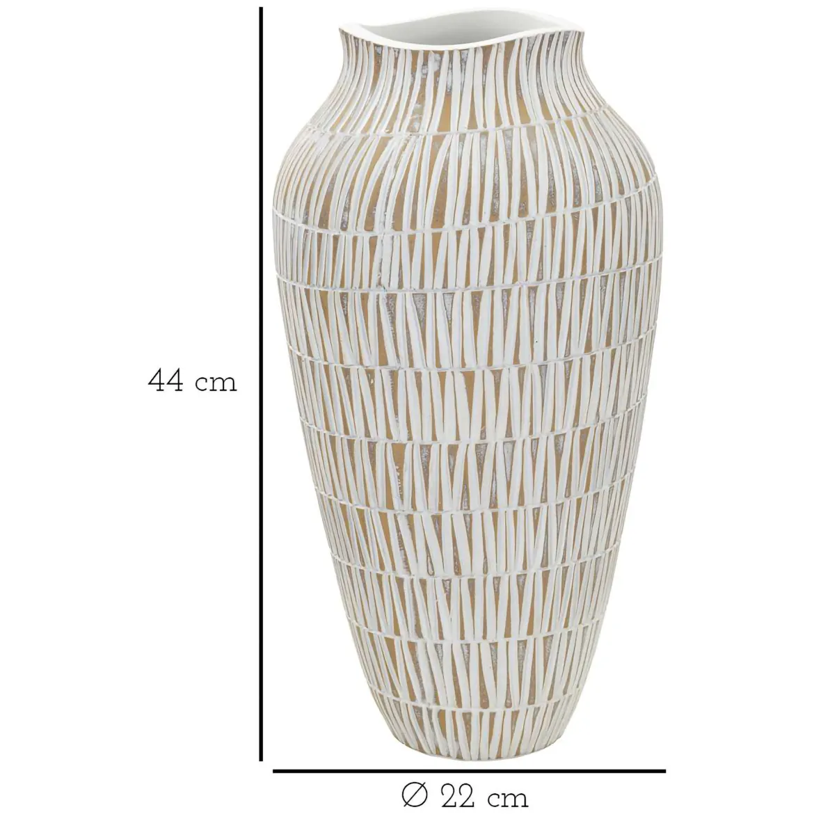 Vaso Bianco Beige Colore Struttura Beige Diametro 12 cm, - Rugero