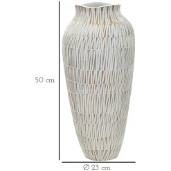 Vaso Bianco Beige Colore Struttura Beige Diametro 22 cm, - Naldo