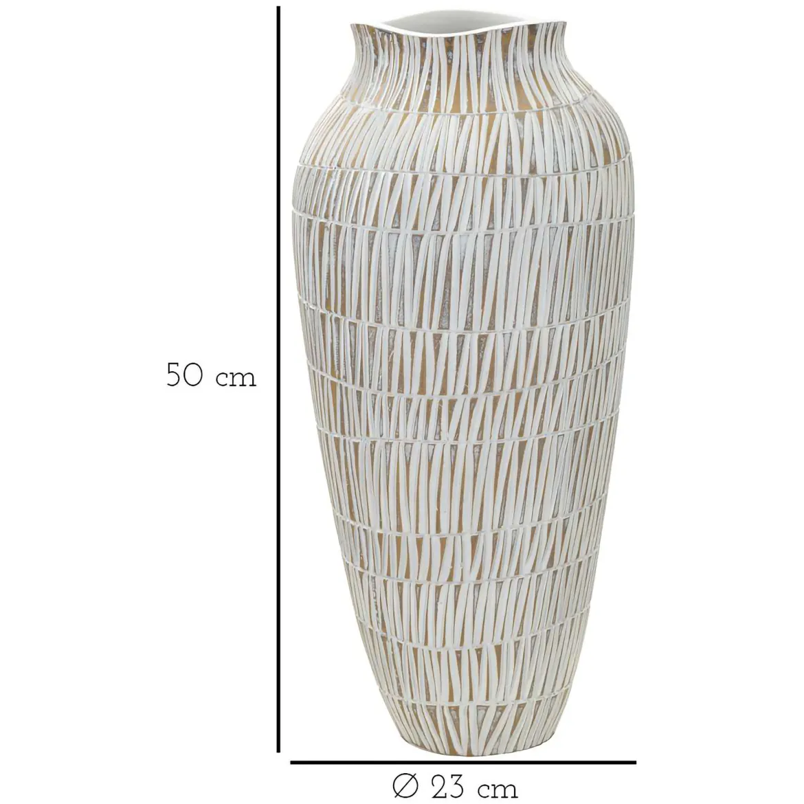 Vaso Bianco Beige Colore Struttura Beige Diametro 22 cm, - Naldo