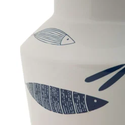 Vaso Bianco blu Disegni con Pesci Colore Struttura blu, Diametro 6 cm - Aurel