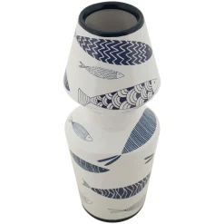 Vaso Bianco blu Disegni con Pesci Colore Struttura blu, - Verra