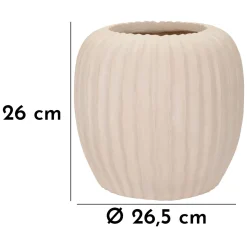Vaso Bianco Crema Finitura Scanalata Diametro 16 cm, Sfumatura Colore Struttura Crema - Pangni