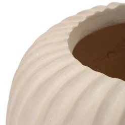 Vaso Bianco Crema Finitura Scanalata Diametro 16 cm, Sfumatura Colore Struttura Crema - Pangni