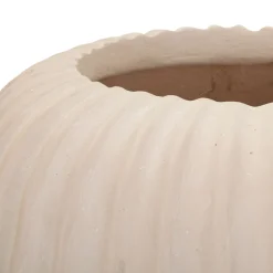 Vaso Bianco Crema Finitura Scanalata Diametro 16 cm, Sfumatura Colore Struttura Crema - Pangni