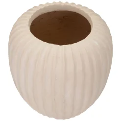 Vaso Bianco Crema Finitura Scanalata Diametro 16 cm, Sfumatura Colore Struttura Crema - Pangni