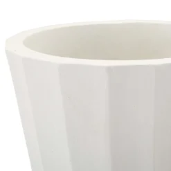 Vaso Bianco Lavorazione Scanalata Diametro 16 cm, - Darehamo