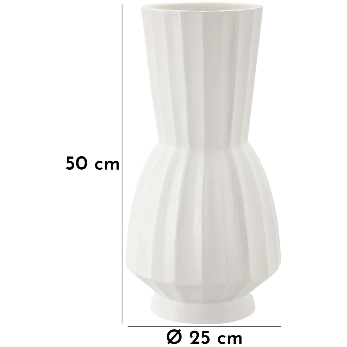 Vaso Bianco Lavorazione Scanalata Diametro 16.5 cm, - Daranita