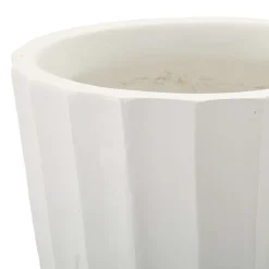 Vaso Bianco Lavorazione Scanalata Diametro 16.5 cm, - Daranita