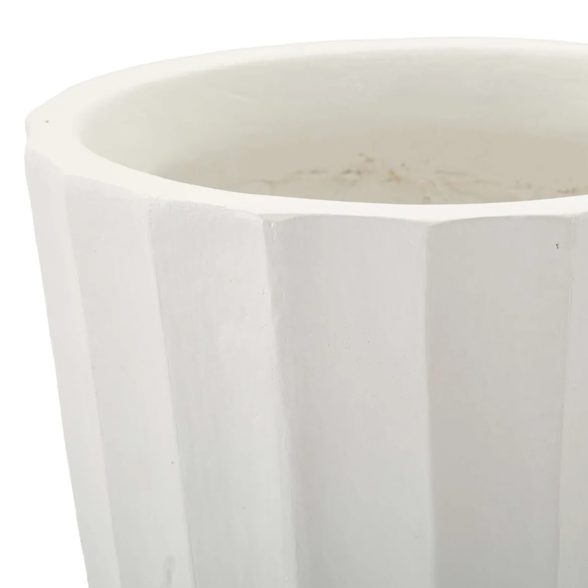 Vaso Bianco Lavorazione Scanalata Diametro 16.5 cm, - Daranita
