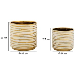 Vaso Bianco oro set 2 Vasi Colore Struttura oro, Diametro Vaso Grande: 21, Vaso Piccolo: 16 cm - Banivaka
