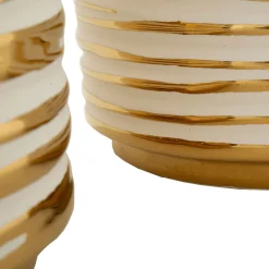 Vaso Bianco oro set 2 Vasi Colore Struttura oro, Diametro Vaso Grande: 21, Vaso Piccolo: 16 cm - Banivaka