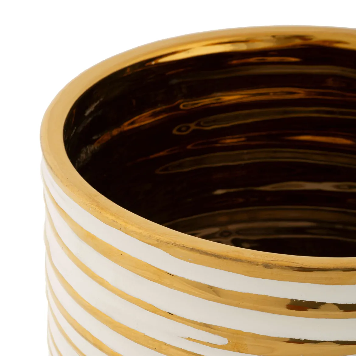 Vaso Bianco oro set 2 Vasi Colore Struttura oro, Diametro Vaso Grande: 21, Vaso Piccolo: 16 cm - Banivaka