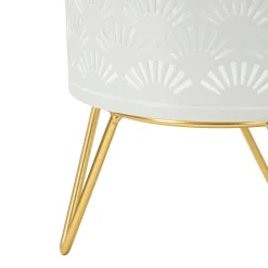 Vaso Bianco oro set 2 Vasi, Portavasi Rimovibili Colore Struttura oro, - OldCro