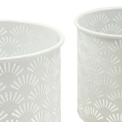 Vaso Bianco oro set 2 Vasi, Portavasi Rimovibili Colore Struttura oro, - OldCro