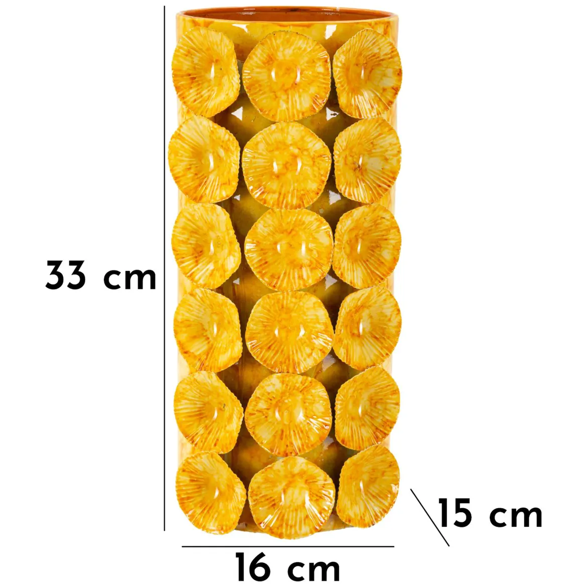 Vaso Giallo Disegno Moderno Diametro 13.5 cm, - Barini