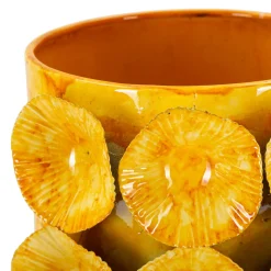 Vaso Giallo Disegno Moderno Diametro 13.5 cm, - Barini