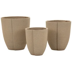 Vaso Marrone set 3 Vasi Diametro Vaso Grande: 39, Vaso Medio: 33, Vaso Piccolo: 27 cm, - Gabava