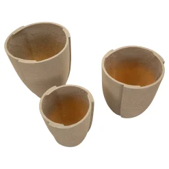 Vaso Marrone set 3 Vasi Diametro Vaso Grande: 39, Vaso Medio: 33, Vaso Piccolo: 27 cm, - Gabava
