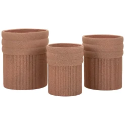 Vaso Marrone Terracotta set 3 Vasi Diametro Vaso Grande: 37, Vaso Medio: 32, Vaso Piccolo: 27 cm, Sfumatura Colore Struttura Terracotta - Gafase