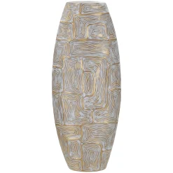 Vaso oro Bianco Disegni con Linee Geometriche Colore Struttura Bianco, - Bamorasi