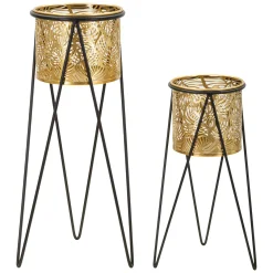 Vaso oro Nero set 2 Vasi, Portavasi Rimovibili Colore Struttura Nero, - MaeHon
