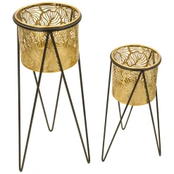 Vaso oro Nero set 2 Vasi, Portavasi Rimovibili Colore Struttura Nero, - MaeHon