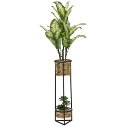Vaso oro Nero set 2 Vasi, Portavasi Rimovibili Colore Struttura Nero, Diametro Vaso Grande: 16, Vaso Piccolo: 13 cm - Samara
