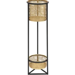 Vaso oro Nero set 2 Vasi, Portavasi Rimovibili Colore Struttura Nero, Diametro 21 cm - Holbox