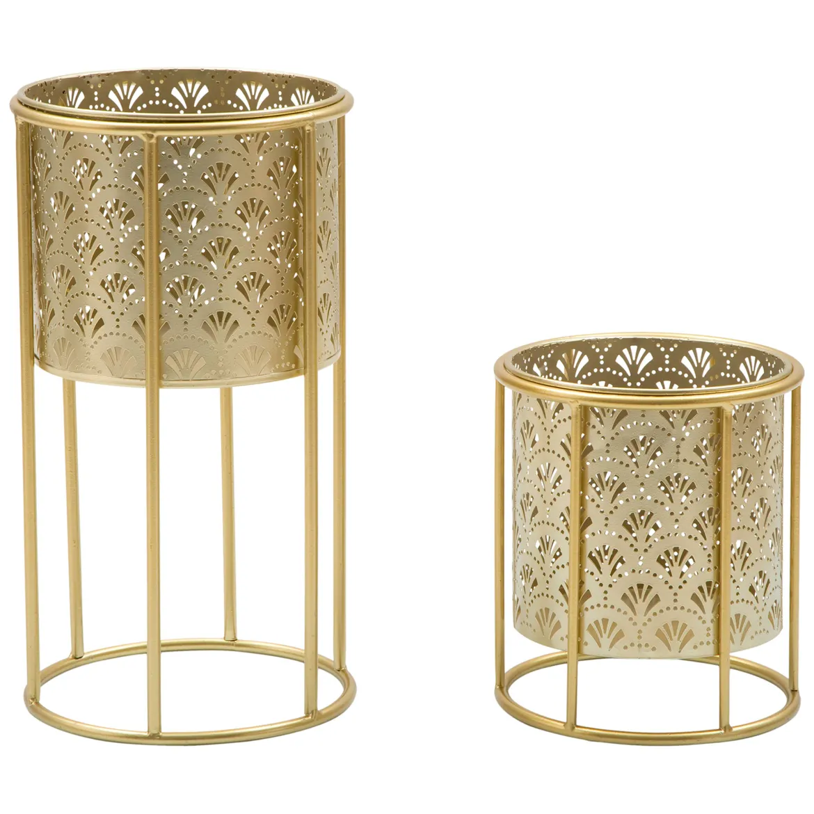 Vaso oro set 2 Vasi, Portavasi Rimovibili Diametro Vaso Grande: 20, Vaso Piccolo: 17 cm, - Husavi