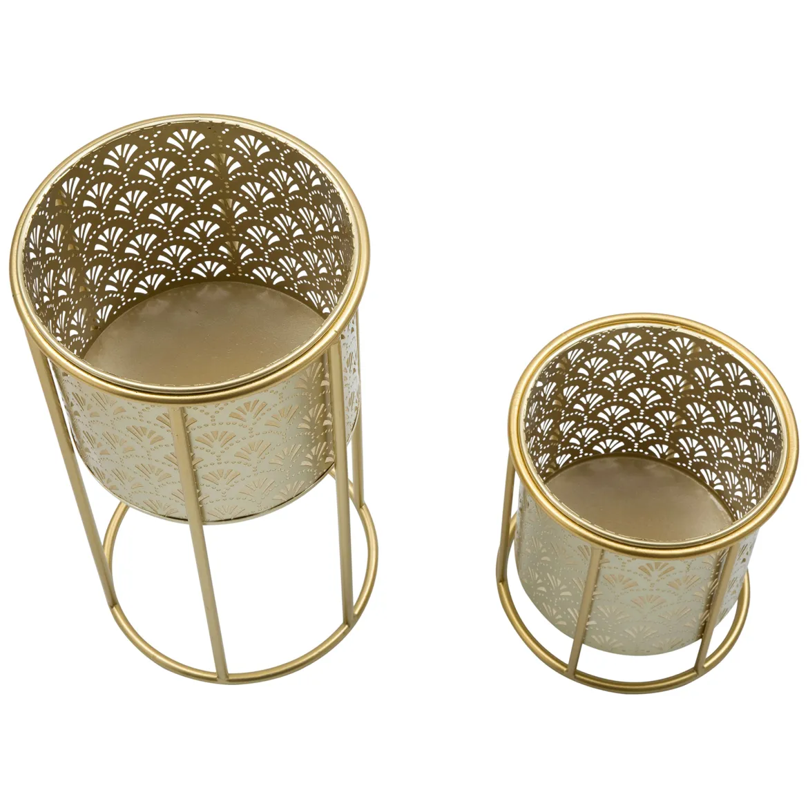 Vaso oro set 2 Vasi, Portavasi Rimovibili Diametro Vaso Grande: 20, Vaso Piccolo: 17 cm, - Husavi