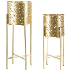 Vaso oro set 2 Vasi, Portavasi Rimovibili Diametro Vaso Grande: 20, Vaso Piccolo: 18 cm, - Isafjo
