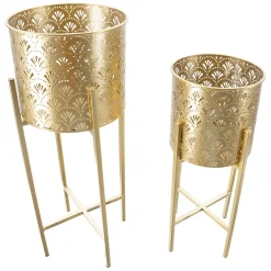 Vaso oro set 2 Vasi, Portavasi Rimovibili Diametro Vaso Grande: 26, Vaso Piccolo: 20 cm, - Twizel