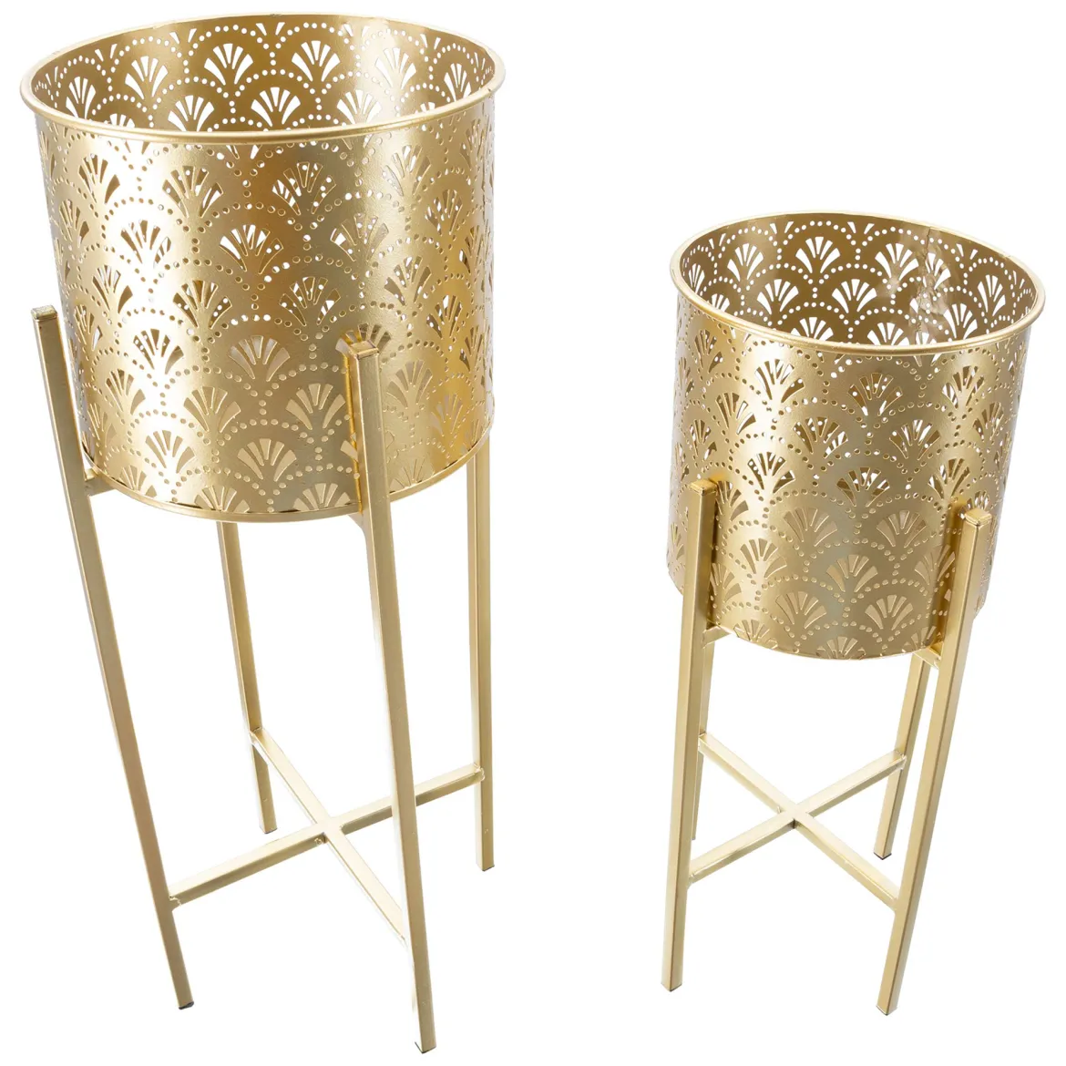Vaso oro set 2 Vasi, Portavasi Rimovibili Diametro Vaso Grande: 26, Vaso Piccolo: 20 cm, - Twizel