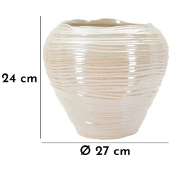 Vaso Rosa Bianco Crema Finitura Effetto Materico Colore Struttura Bianco, Sfumatura Colore Struttura Crema - Batobamo