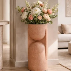 Vaso Rosa Finitura Geometrica, - Fatone