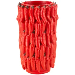Vaso Rosso Disegni con Peperoncini Diametro 13 cm, - Elmo