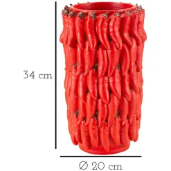 Vaso Rosso Disegni con Peperoncini Diametro 13 cm, - Elmo