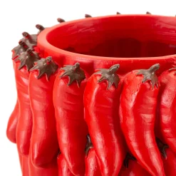 Vaso Rosso Disegni con Peperoncini Diametro 13 cm, - Elmo