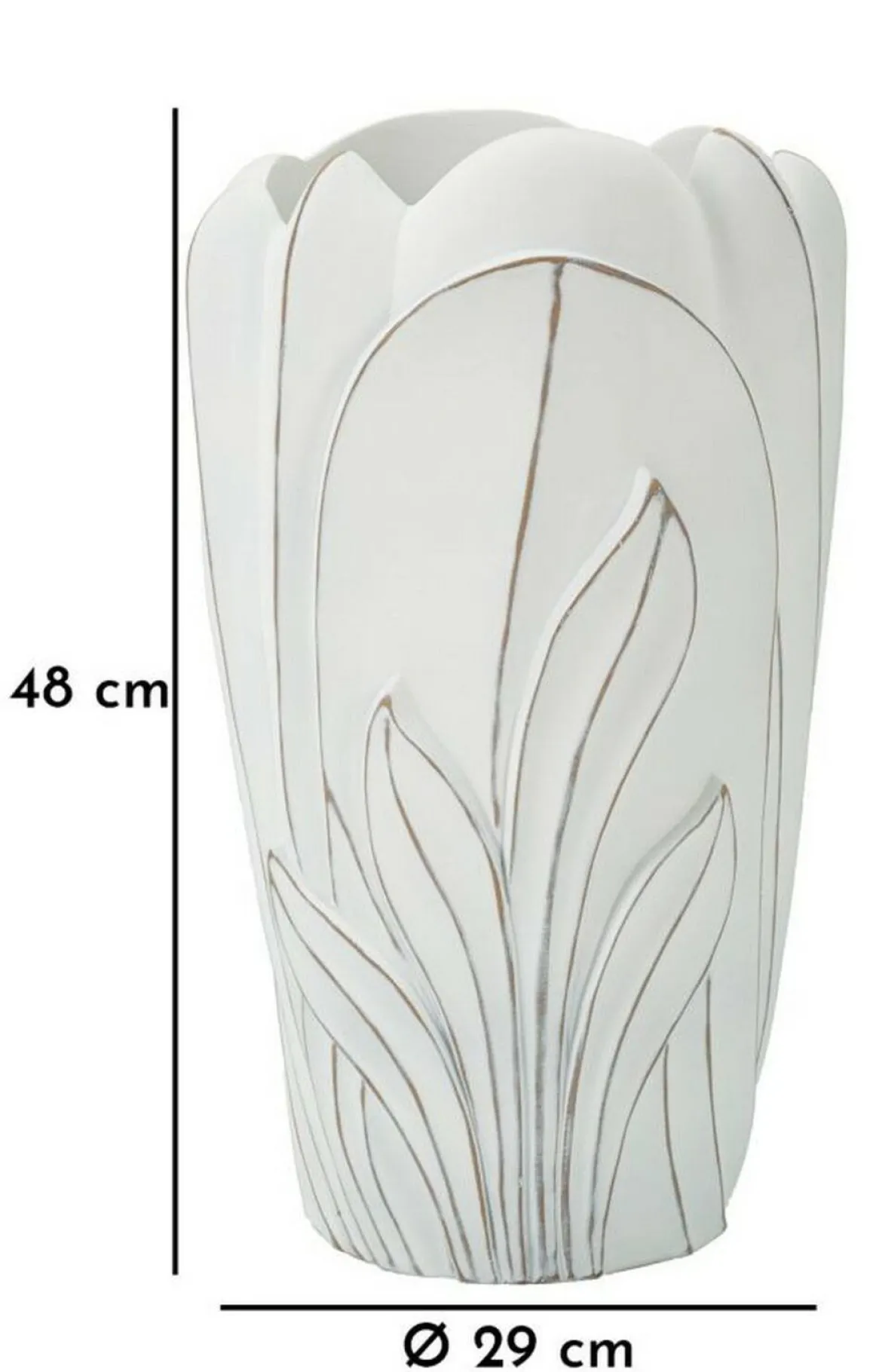Vaso Tramigna, 29x29 h48 cm, Bianco