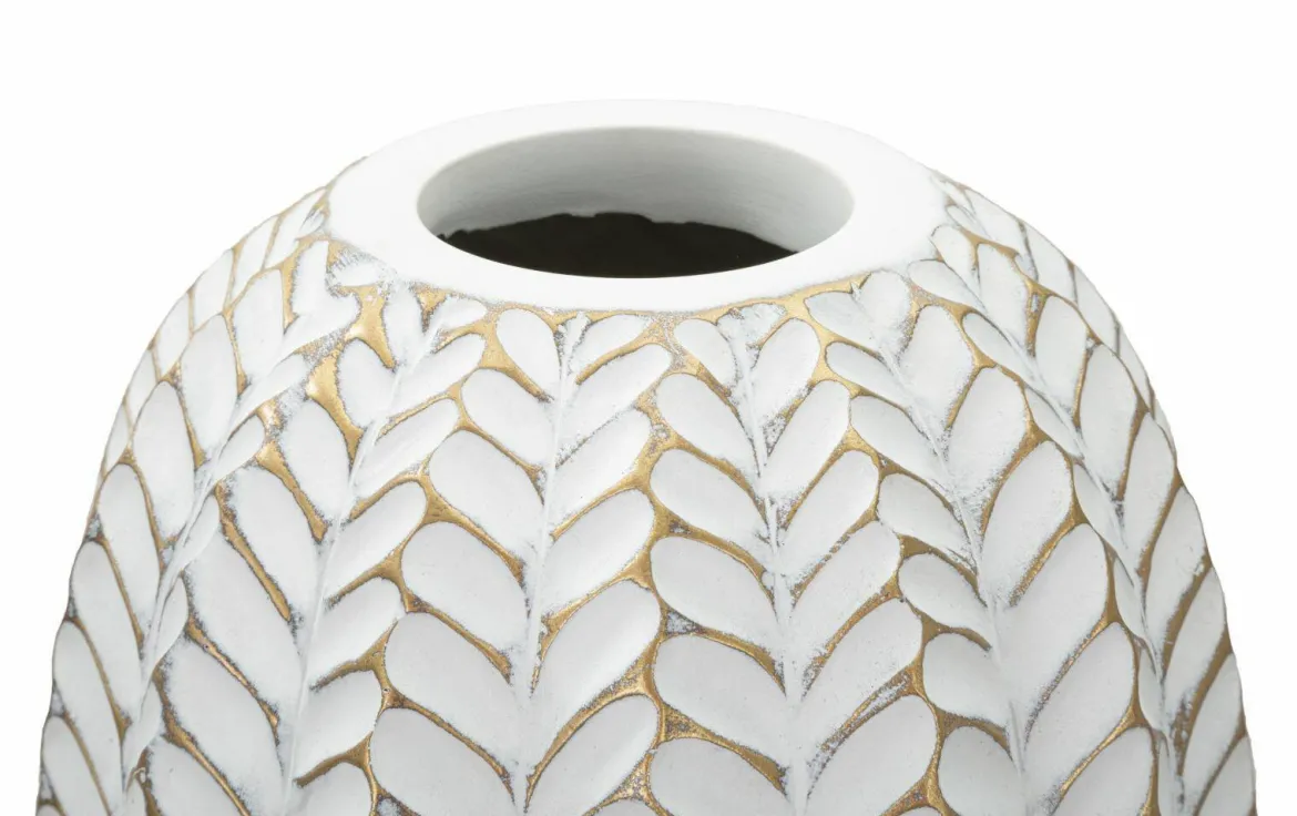 Vaso Whitechapel, Bianco e Oro, 19x19 h46 cm