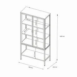 Vetrina 2 ante 80x35x160h cm ardesia - Busseto