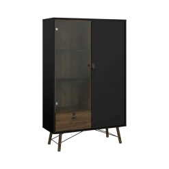 Vetrina 2 ante 101x40x161h cm nera e noce - Mora