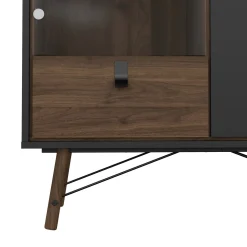 Vetrina 2 ante 101x40x161h cm nera e noce - Mora