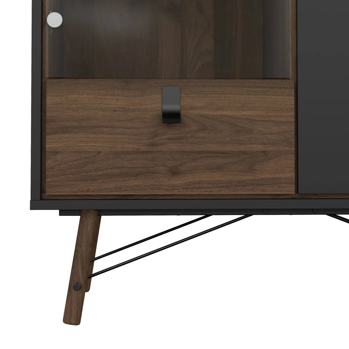 Vetrina 2 ante 101x40x161h cm nera e noce - Mora